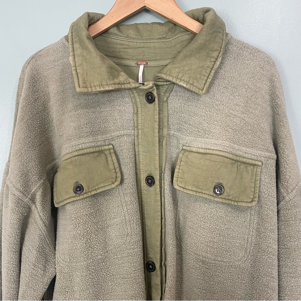 Free People Ruby Shirt Jacket In Jaded Green Button Down Women’s Size Large - Picture 4 of 12